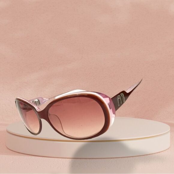 MIU MIU M LOGO PINK SUNGLASSES AUTHENTIC COMES WITH CASE AND BOX 1F4538 - Picture 9 of 14
